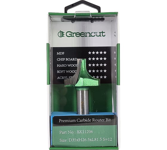 Фреза профильная для фасадов (35x26.5x81.5 мм; S=12 мм) Greencut BX11206