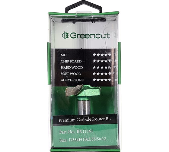 Фреза профильная для фасадов (35x10x55 мм; S=12 мм) Greencut BX11161