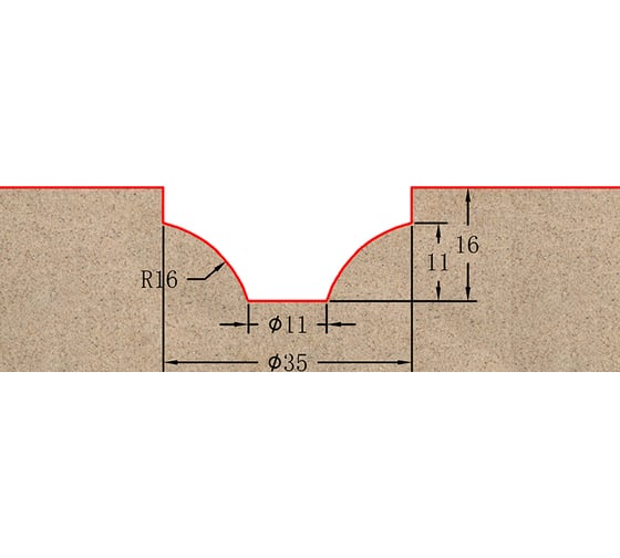 Фреза профильная для фасадов (35x16x71 мм; S=12 мм) Greencut BX11142