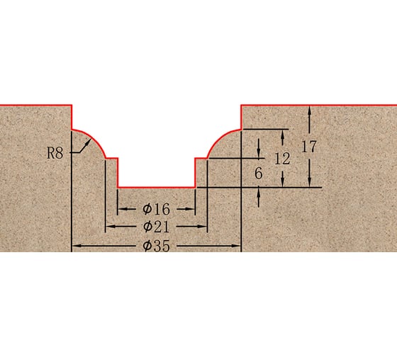 Фреза профильная для фасадов (35x17x62 мм; S=12 мм) Greencut BX11159