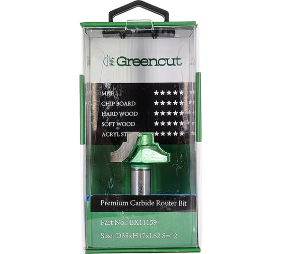 Фреза профильная для фасадов (35x17x62 мм; S=12 мм) Greencut BX11159