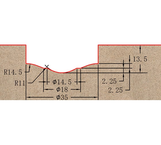 Фреза профильная для фасадов (35x13.5x58.5 мм; S=12 мм) Greencut BX11169