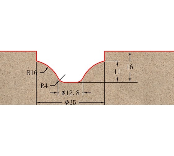 Фреза профильная для фасадов (35x16x61 мм; S=12 мм) Greencut BX11234