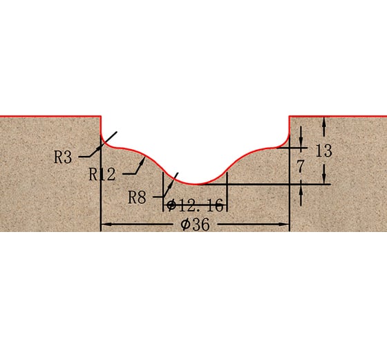 Фреза профильная для фасадов (36x10x55 мм; S=12 мм) Greencut BX11061
