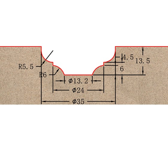 Фреза профильная для фасадов (35x13.5x58.5 мм; S=12 мм) Greencut BX11063