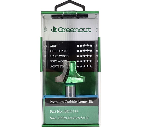 Фреза профильная для фасадов (35x24x69 мм; S=12 мм) Greencut BX11118