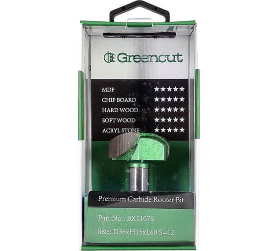 Фреза профильная для фасадов (36x15x60 мм; S=12 мм) Greencut BX11079