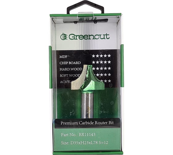 Фреза профильная для фасадов (35x23x78 мм; S=12 мм) Greencut BX11143