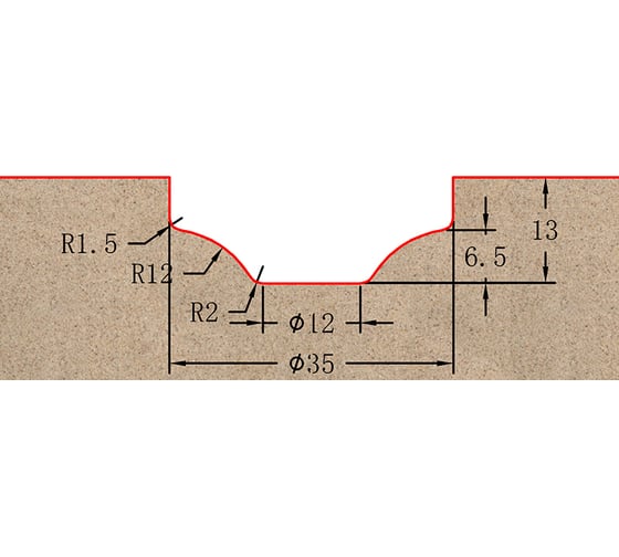 Фреза профильная для фасадов (35x13x58 мм; S=12 мм) Greencut BX11100