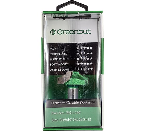 Фреза профильная для фасадов (35x13x58 мм; S=12 мм) Greencut BX11100