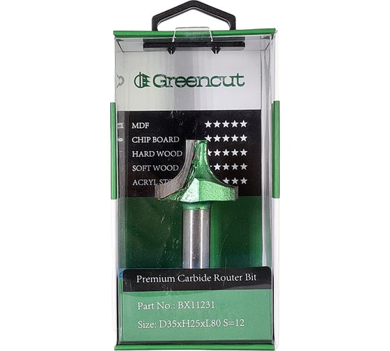 Фреза профильная для фасадов (35x25x80 мм; S=12 мм) Greencut BX11231