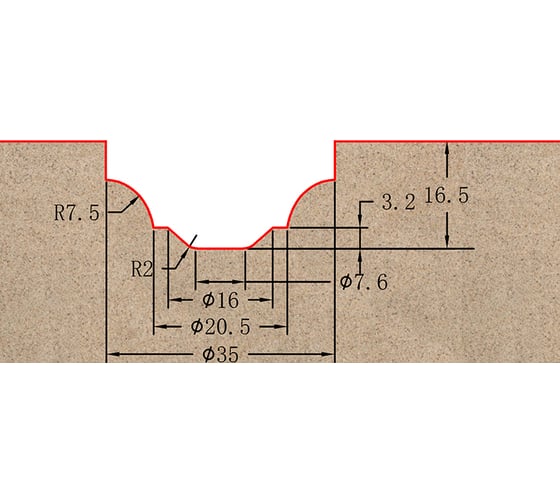 Фреза профильная для фасадов (35x16.5x61.5 мм; S=12 мм) Greencut BX11253