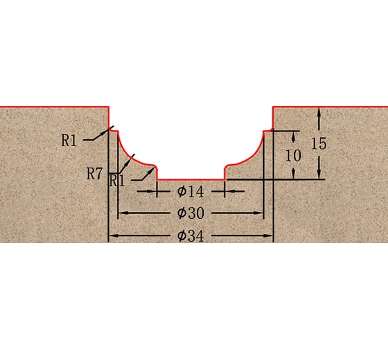 Фреза профильная для фасадов (34x15x60 мм; S=12 мм) Greencut BX11064