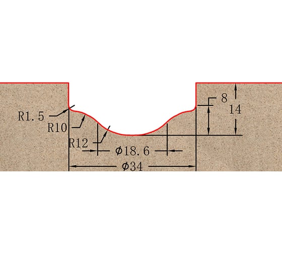 Фреза профильная для фасадов (34x14x59 мм; S=12 мм) Greencut BX11252