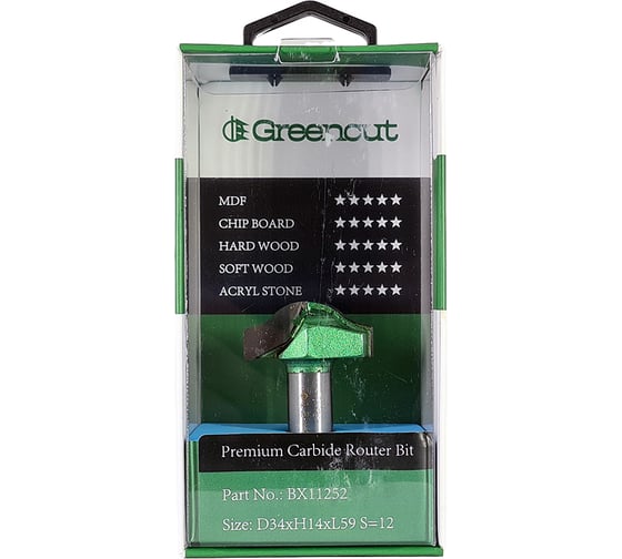 Фреза профильная для фасадов (34x14x59 мм; S=12 мм) Greencut BX11252