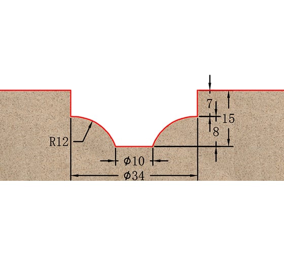 Фреза профильная для фасадов (34x15x60 мм; S=12 мм) Greencut BX11082