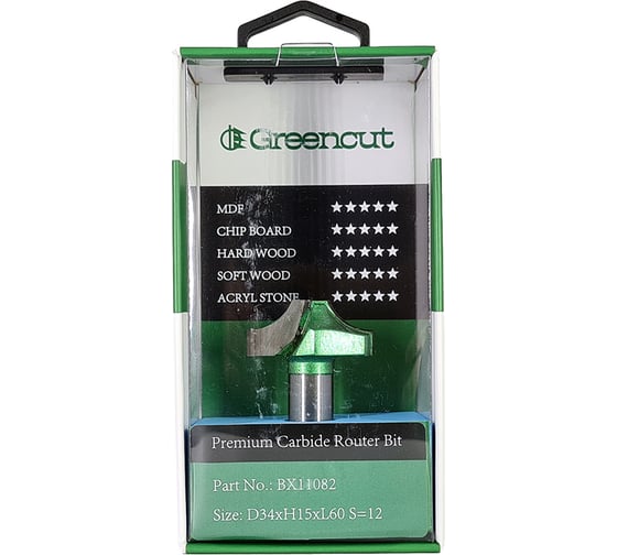 Фреза профильная для фасадов (34x15x60 мм; S=12 мм) Greencut BX11082