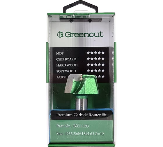 Фреза профильная для фасадов (35.5x18x63 мм; S=12 мм) Greencut BX11193