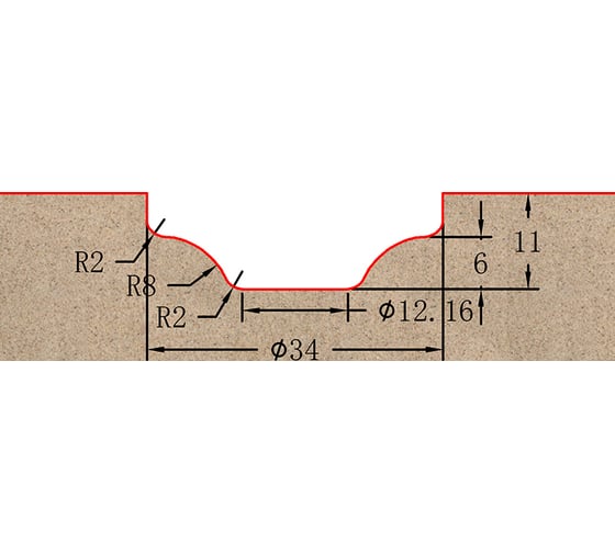 Фреза профильная для фасадов (34x11x56 мм; S=12 мм) Greencut BX11111