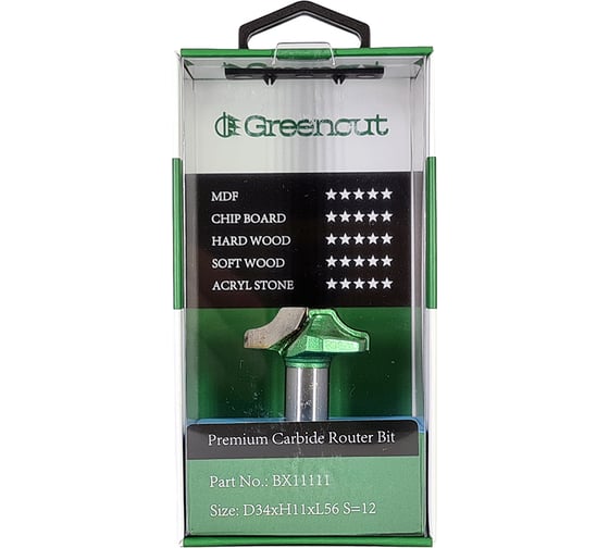 Фреза профильная для фасадов (34x11x56 мм; S=12 мм) Greencut BX11111