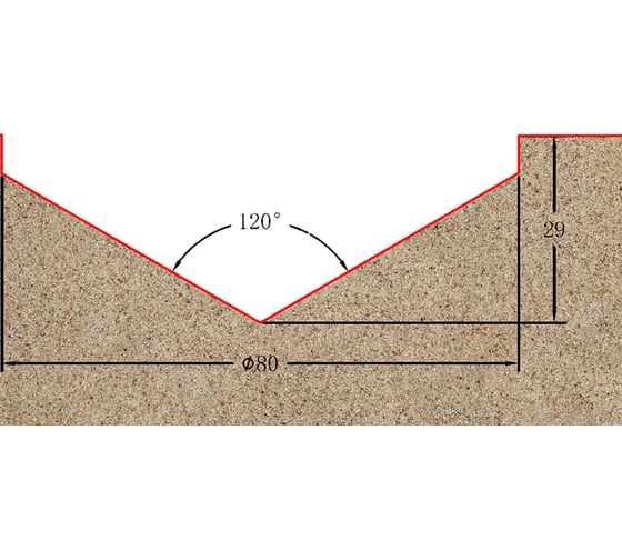 Фреза профильная для фасадов (80x29x74 мм; V=120 градусов) Greencut BX11312