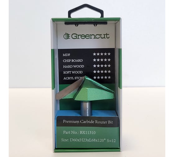 Фреза профильная для фасадов (60x23x68 мм; V=120 градусов) Greencut BX11310