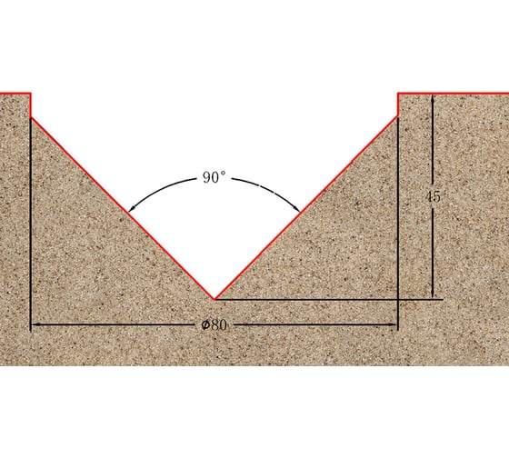Фреза профильная для фасадов (80x45x90 мм; V=90 градусов) Greencut BX11309