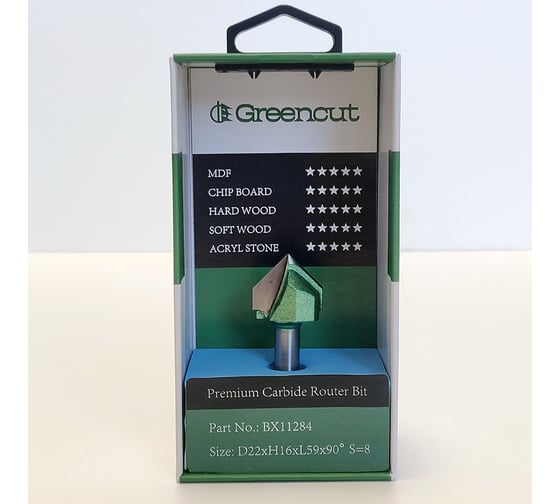 Фреза профильная для фасадов (22x16x59 мм; V=90 градусов) Greencut BX11284