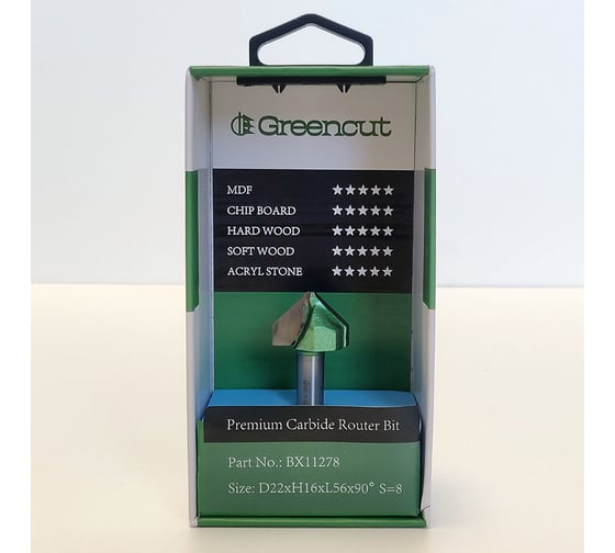 Фреза профильная для фасадов (22x16x56 мм; V=90 градусов) Greencut BX11278