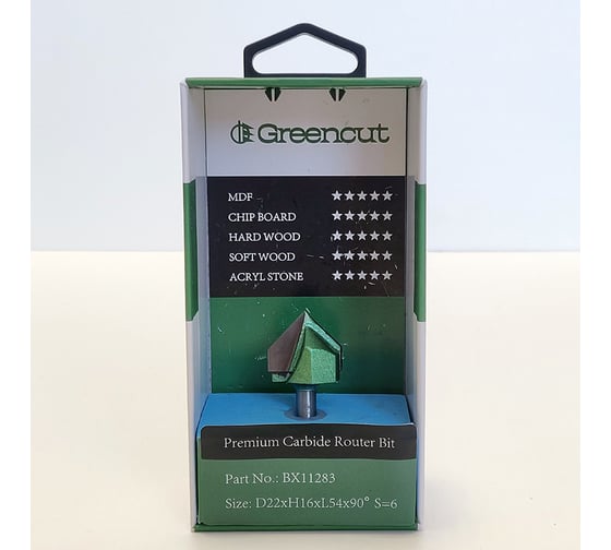 Фреза профильная для фасадов (22x16x54 мм; V=90 градусов) Greencut BX11283