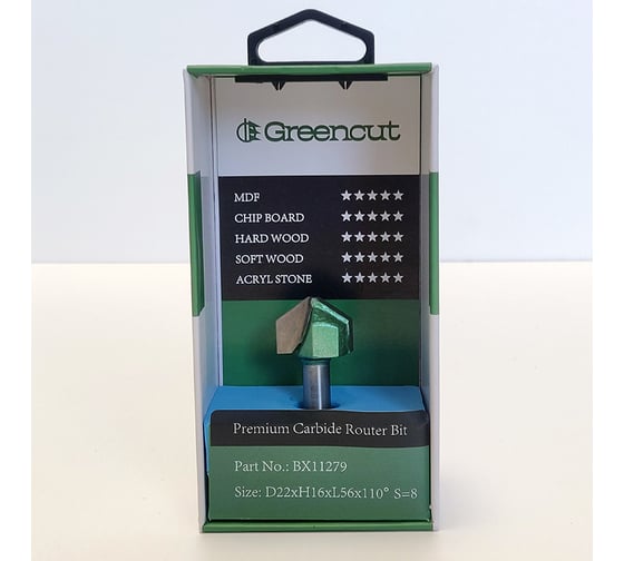 Фреза профильная для фасадов (22x16x56 мм; V=110 градусов) Greencut BX11279