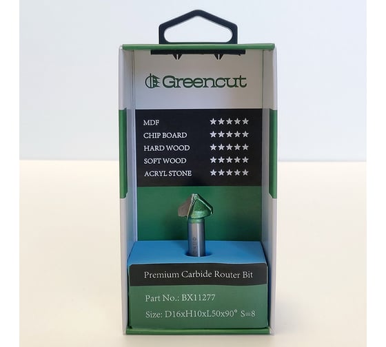 Фреза профильная для фасадов (16x10x50 мм; V=90 градусов) Greencut BX11277