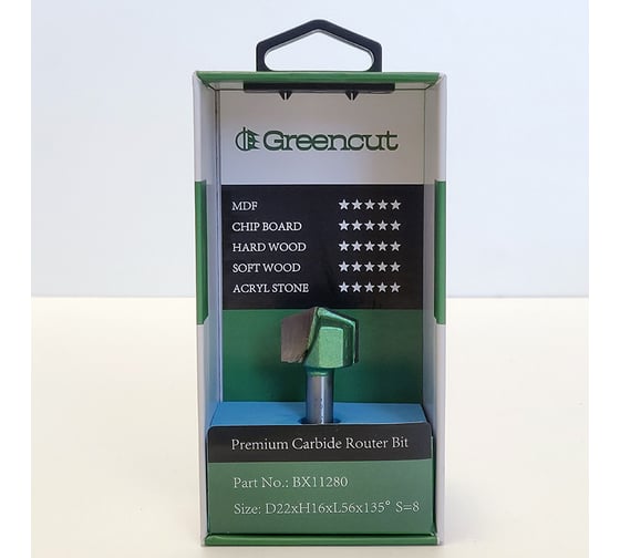 Фреза профильная для фасадов (22x16x56 мм; V=135 градусов) Greencut BX11280