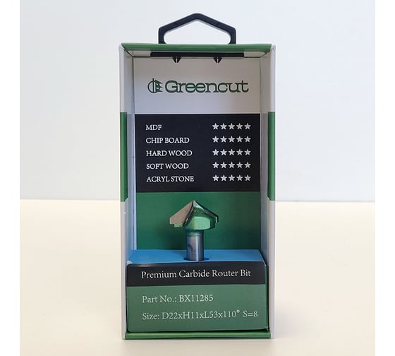 Фреза профильная для фасадов (22x11x53 мм; V=110 градусов) Greencut BX11285