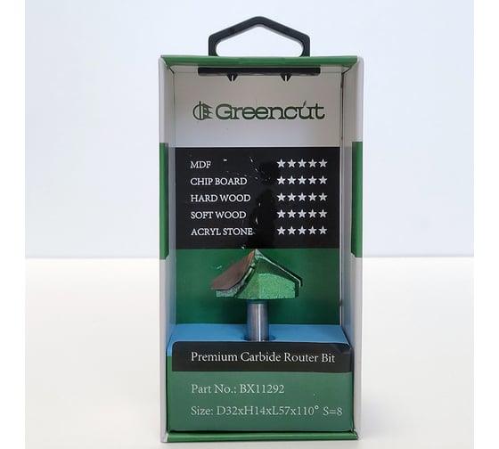 Фреза профильная для фасадов (32x14x57 мм; V=110 градусов) Greencut BX11292
