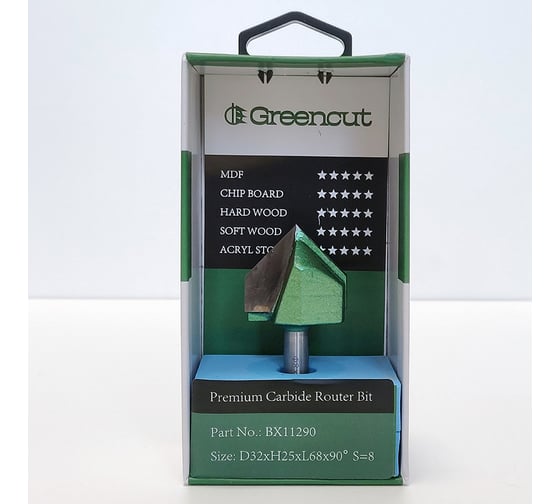 Фреза профильная для фасадов (32x25x68 мм; V=90 градусов) Greencut BX11290
