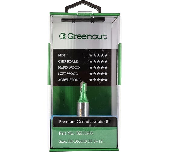Фреза профильная для фасадов (6.35x9.53 мм; S=12 мм) Greencut BX11263