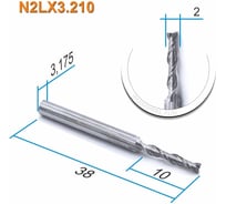 Фреза спиральная двухзаходная (2х10х38 мм; хв-к 3.175 мм) N2LX3.210 DJTOL 5500