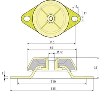 Виброопора PDH85/35/110 M12 NR60 ТСС 005306