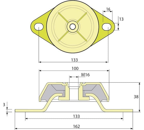 Виброопора PDH100/38/133 M16 NR60 ТСС 005598