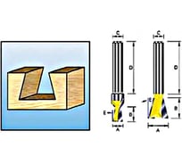 Фреза "ласточкин хвост" (19х22,2х38 мм; хвостовик 12 мм; 2 лезвия) Makita D-10914