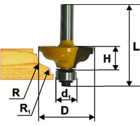 Фреза кромочная калевочная (41.3х19 мм; R 4.8 мм; R1 6.35 мм; хвостовик 8 мм) по дереву Энкор 9267