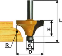 Фреза кромочная калевочная (57.1х29 мм; R 22.2 мм; хвостовик 12 мм) по дереву Энкор 10548
