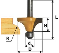 Фреза кромочная калевочная (63.5х32 мм; R 25.4 мм; хвостовик 12 мм) по дереву Энкор 10544