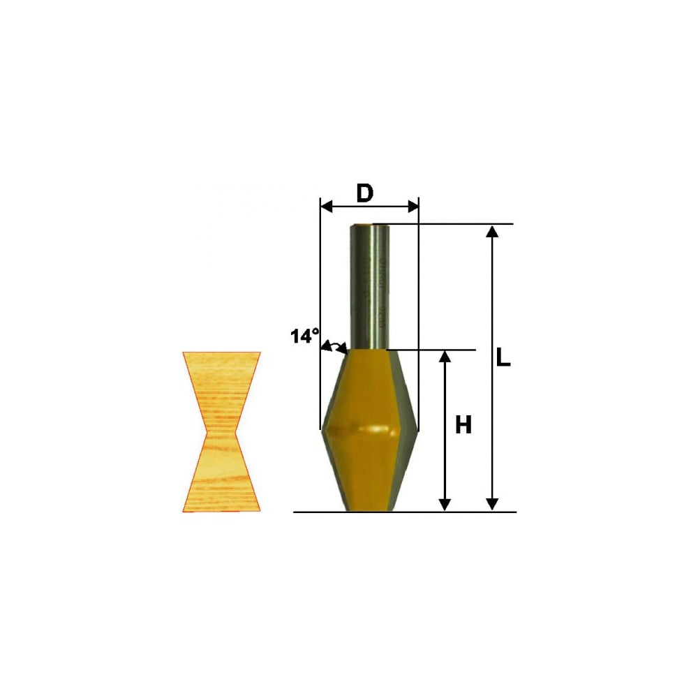 Фреза кромочная конусная (28,6х45 мм; 14°; хвостовик 12 мм) Энкор 10643 ...