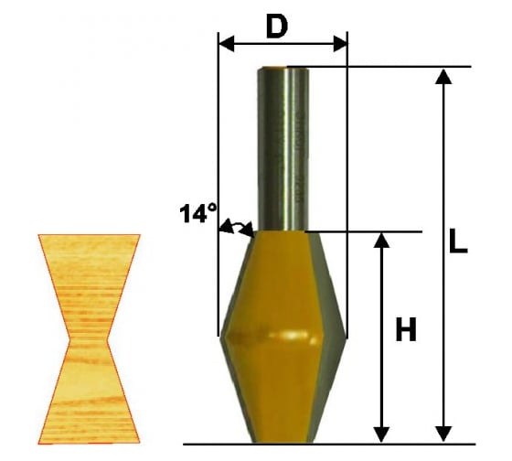 Фреза кромочная конусная (28,6х45 мм; 14°; хвостовик 12 мм) Энкор 10643