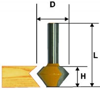 Фреза кромочная конусная (38,1х22,2 мм; 45°; хвостовик 12 мм) Энкор 10641