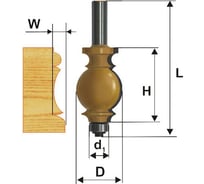 Фреза кромочная фигурная (25.4х35 мм; хвостовик 12 мм) по дереву Энкор 10574