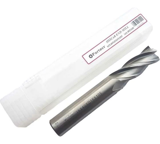 Фреза концевая Серия 302 (16х40х105 мм; HSSЕ; 4-х перая; хв-к 16 мм) Partner 302160