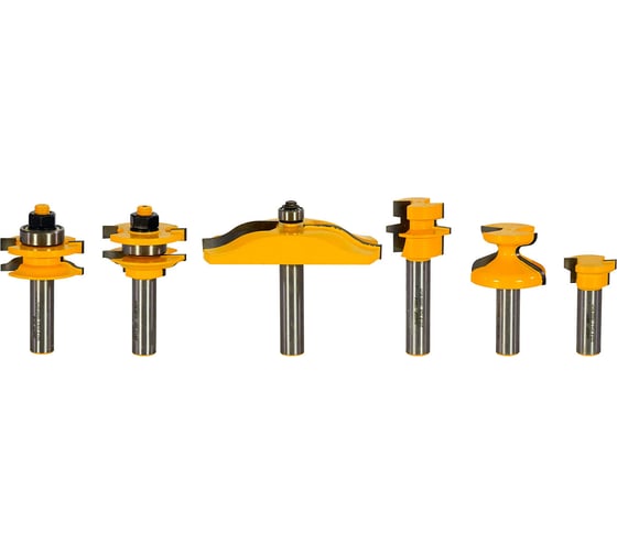 Набор фрез по дереву (6 шт; хвостовик 12 мм) для изготовления филенчатых изделий Энкор 10620 1